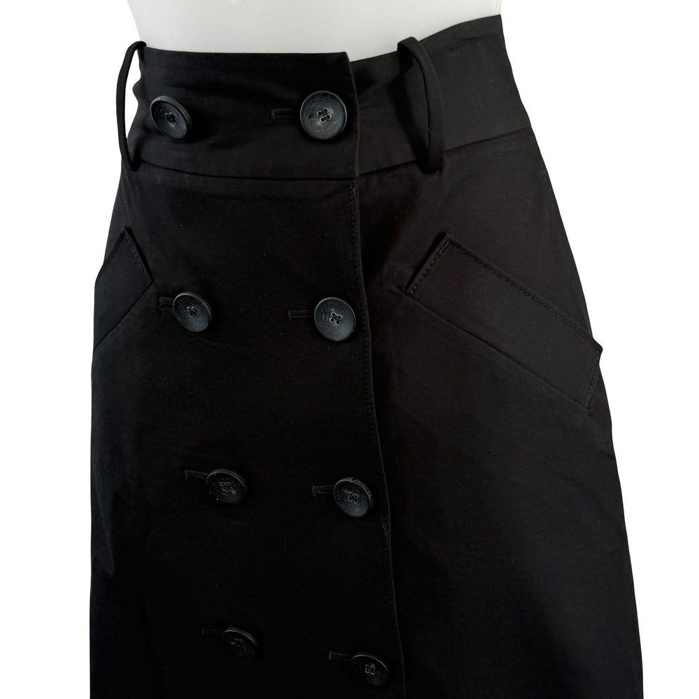 Club Monaco Skirt Womens 0 Black Button Front High Waist Mini Y2K Military Gorp